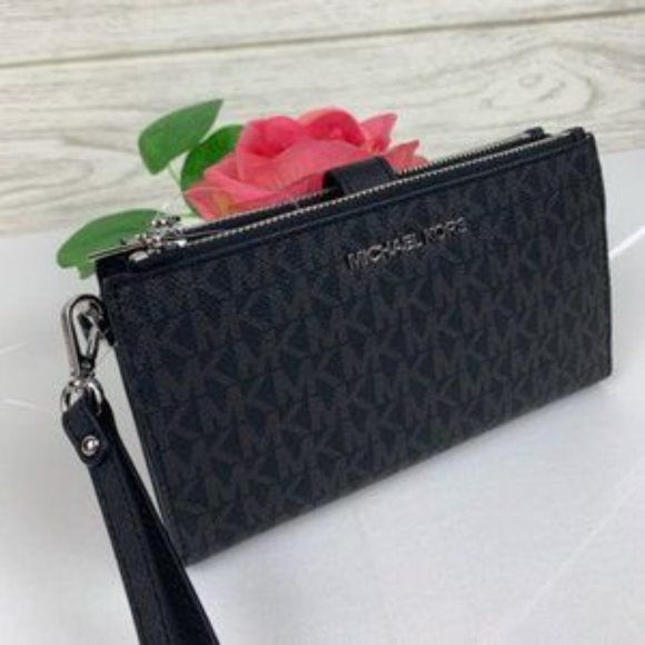 ❤️Michael Kors DoubleZip Wallet Wristlet Sig Black - Picture 8 of 8